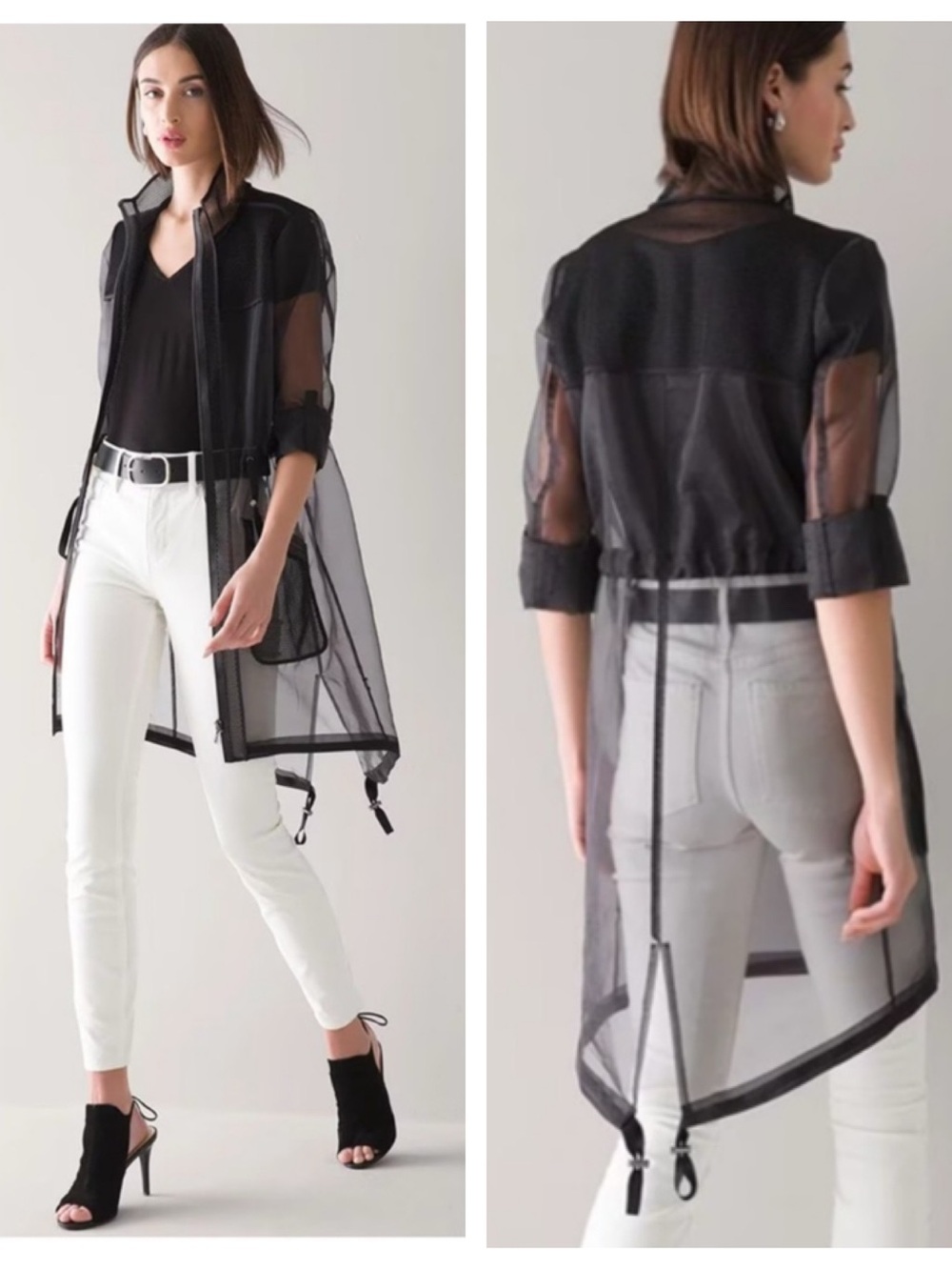 WHBM This black mesh organza trench